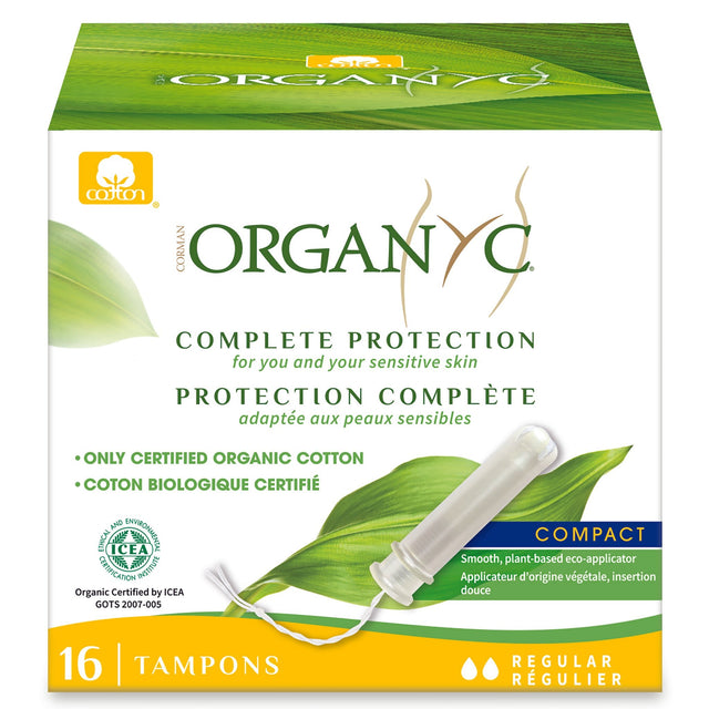 Organic Cotton Compact Applicator Tampons Regular - mypure.co.uk