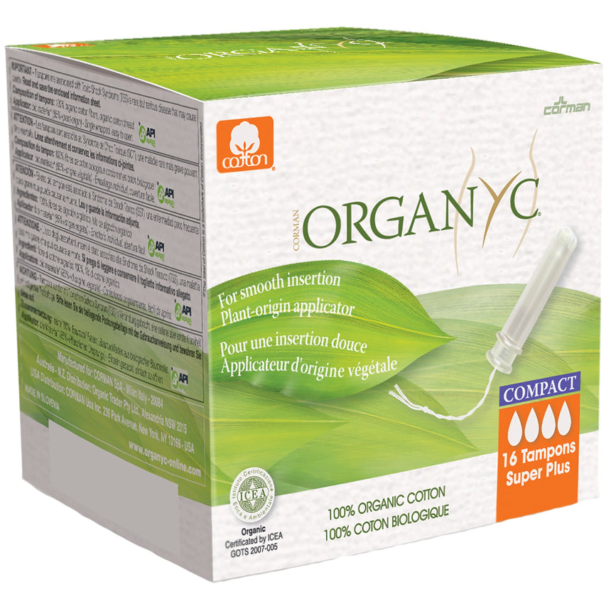 Organic Cotton Compact Applicator Tampons Super Plus - mypure.co.uk